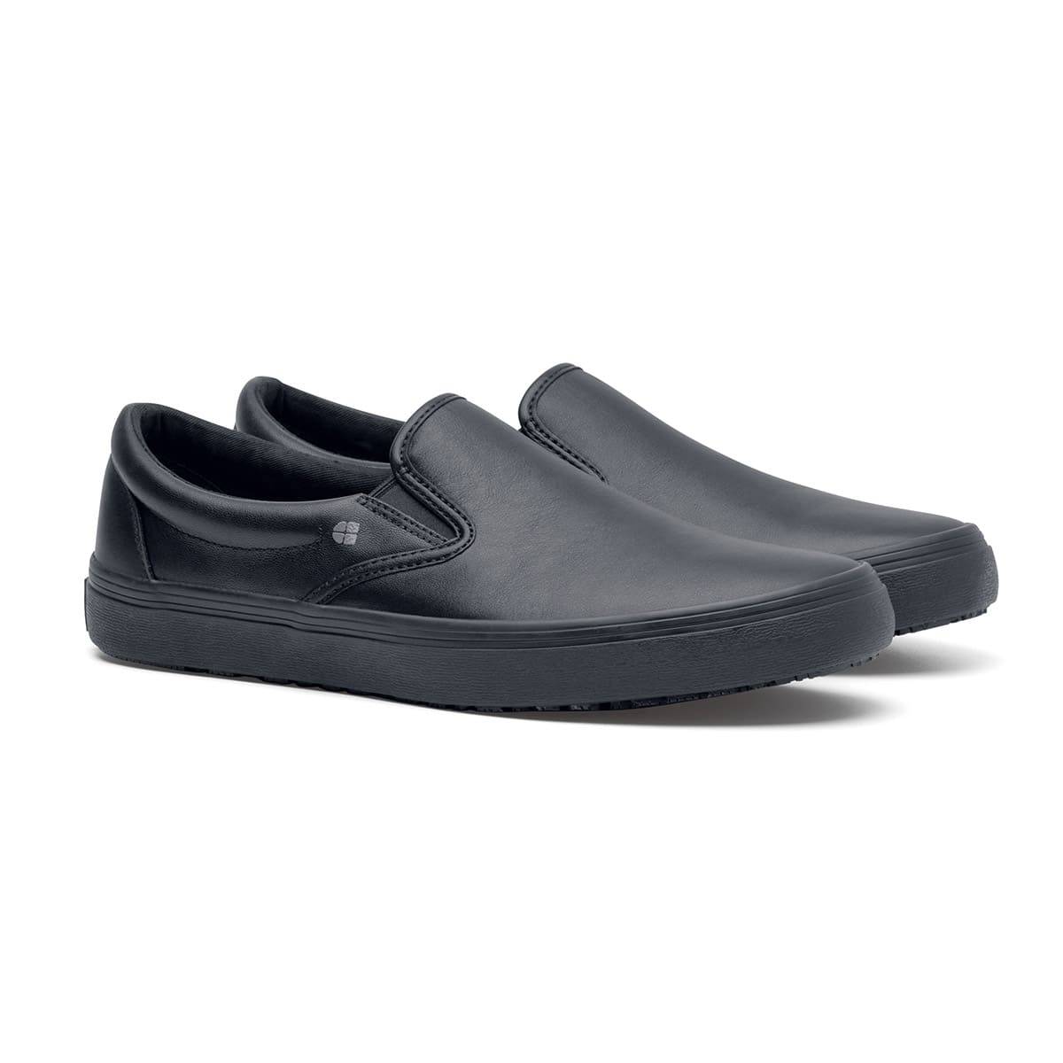 Men's Black Faux Leather Slip-On Shoes – Cushioned Comfort, No Laces