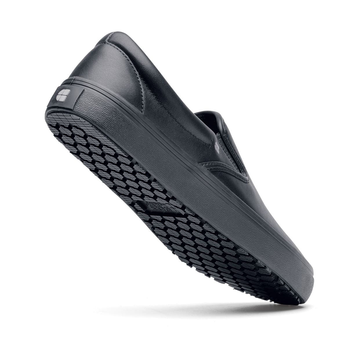 Men's Black Faux Leather Slip-On Shoes – Cushioned Comfort, No Laces