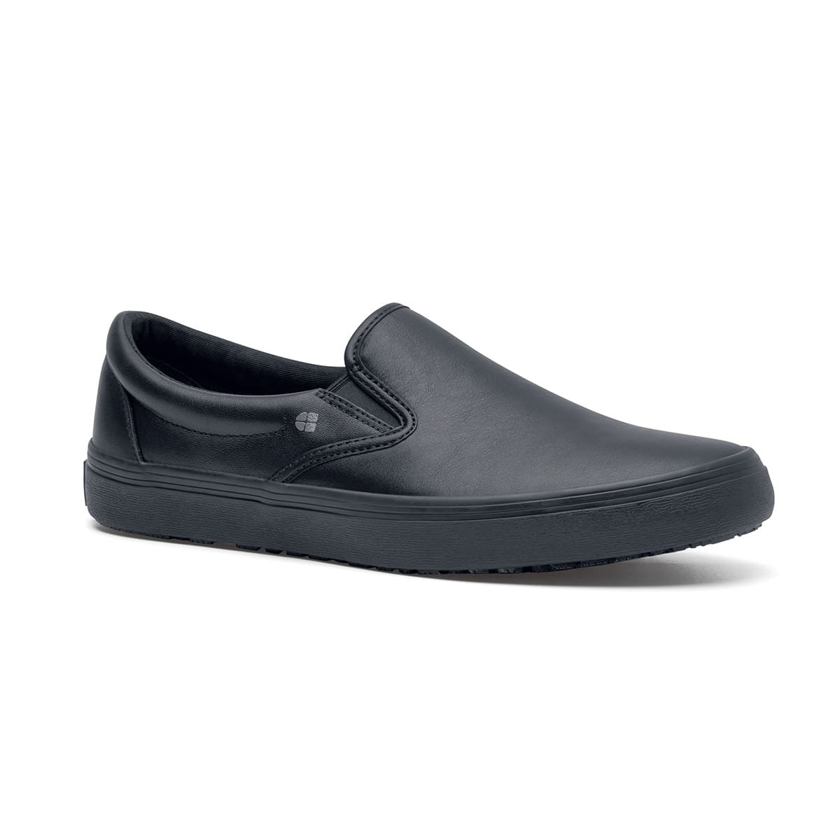 Men's Black Faux Leather Slip-On Shoes – Cushioned Comfort, No Laces