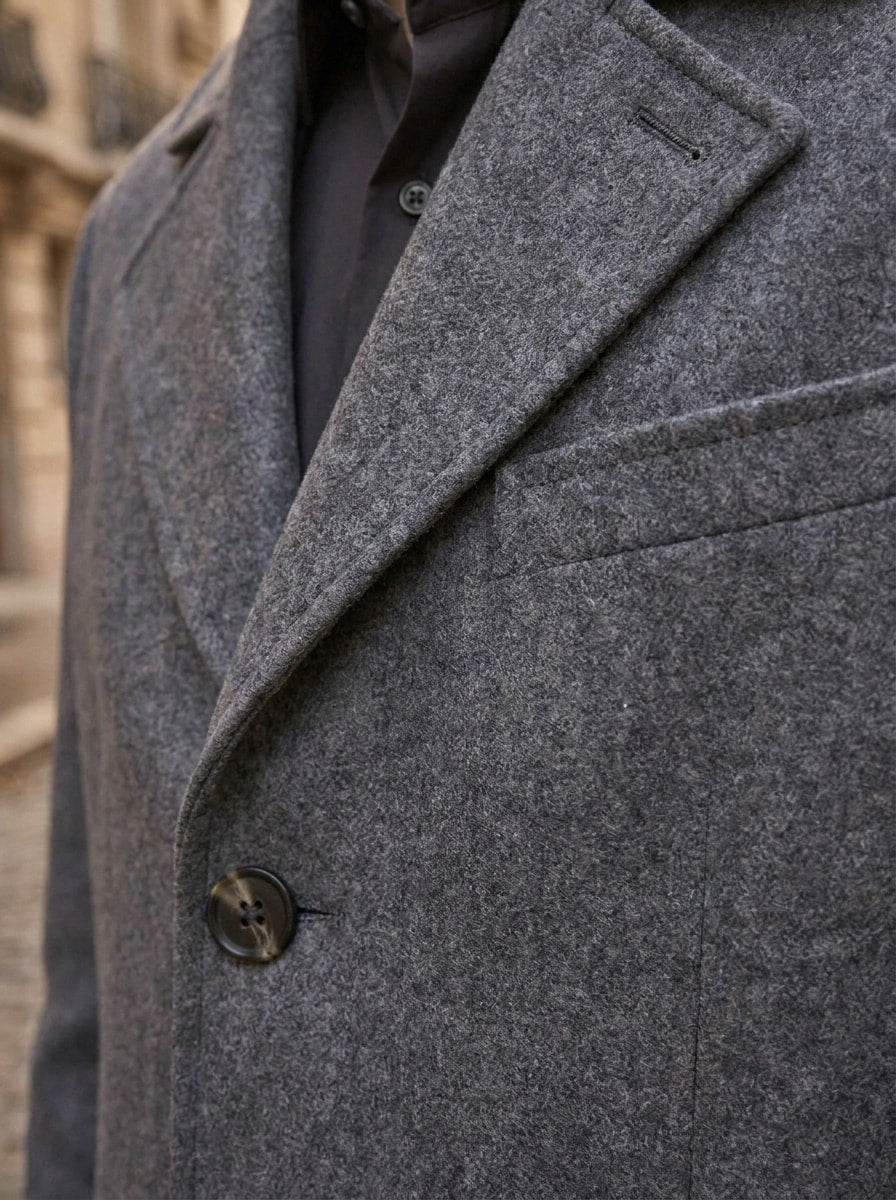 Men's Wool-Blend Overcoat – Slim Fit Mid-Length Coat, 3 Colours