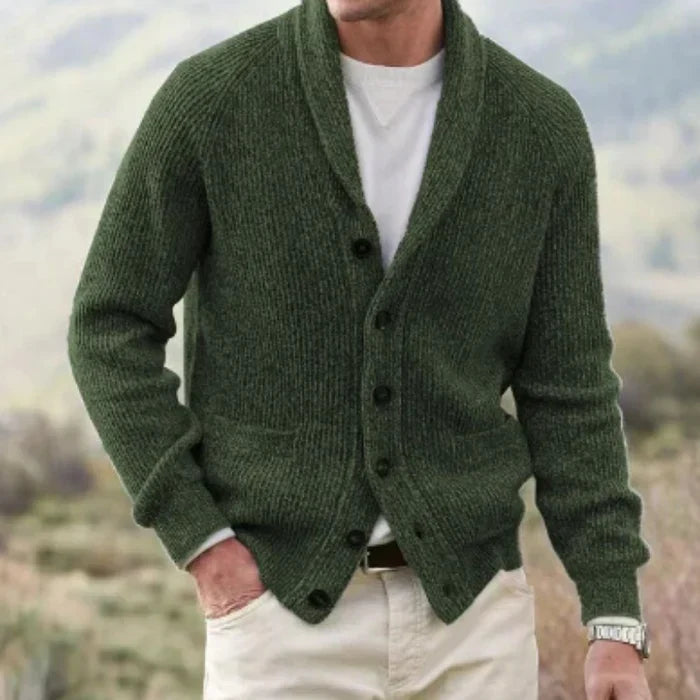 Men's Wool-Blend Cardigan – Buttoned V-Neck Vintage Knit, 5 Colours