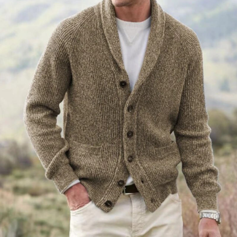 Men's Wool-Blend Cardigan – Buttoned V-Neck Vintage Knit, 5 Colours