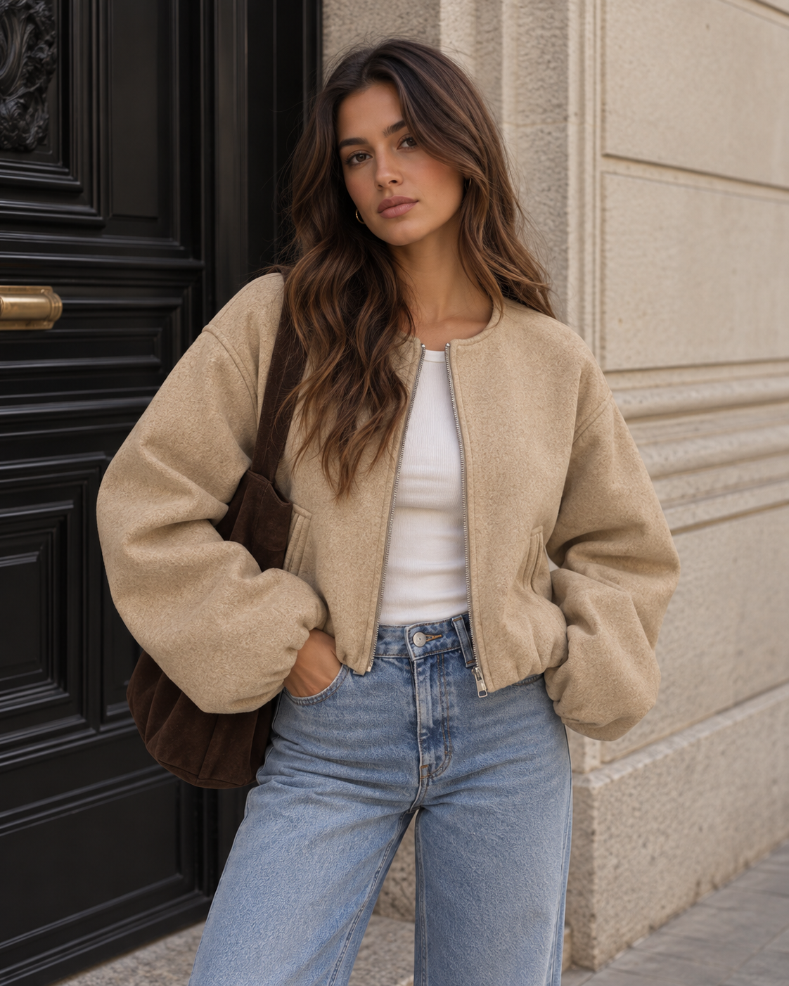 Women's Teddy Fleece Bomber Jacket – Cropped Borg Jacket, 5 Colours