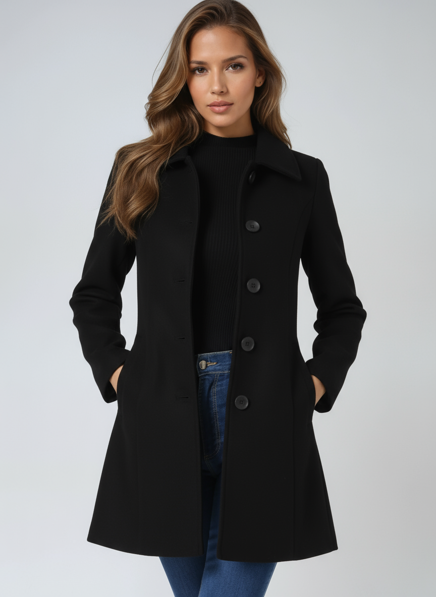 Women's Single-Breasted Trench Coat – Fitted Long Winter Coat, 3 Colours