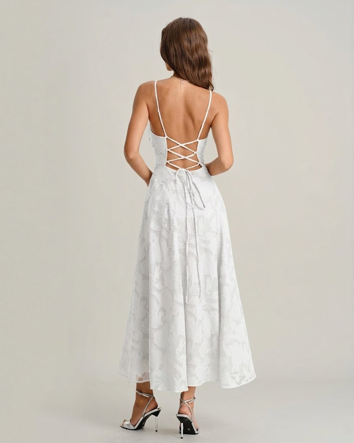 Women's Wine Red Jacquard Slip Maxi Dress – Elegant Evening Dress